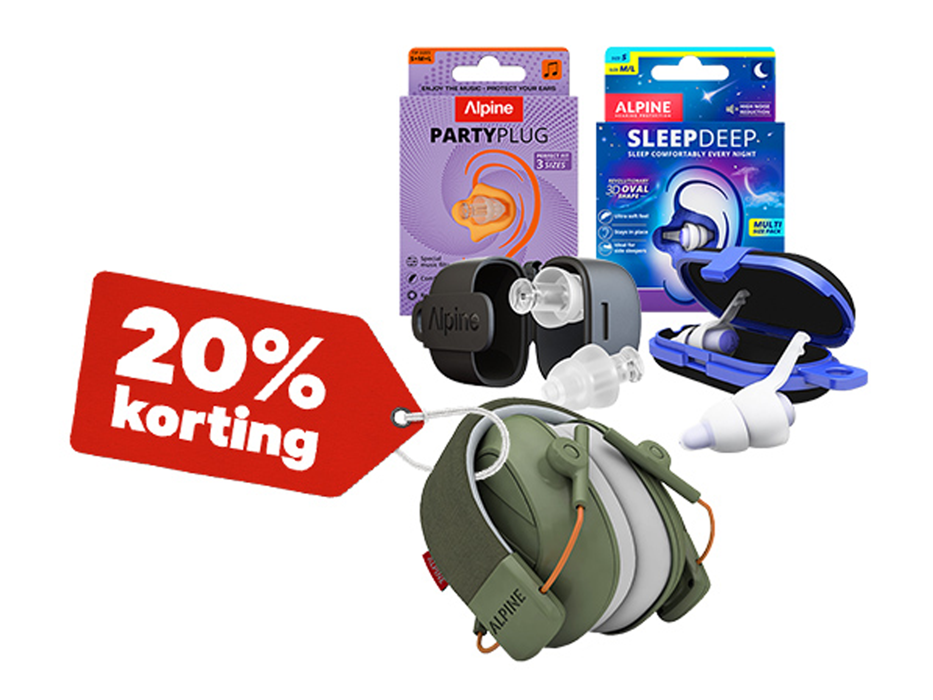 20% korting op alle gehoorbescherming