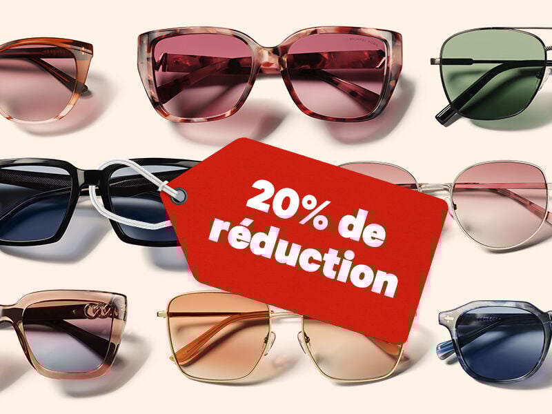 20 % de réduction sur les lunettes de soleil